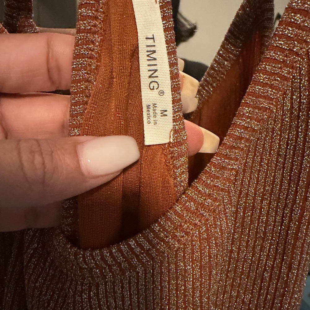 Timing Sleeveless Rust-Brown Knit Maxi Dress - Picture 5 of 6
